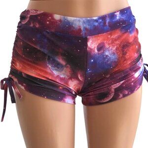 Red Galaxy Hot Yoga Shorts Mid Low Rise Swim Shorts Made in USA NEW